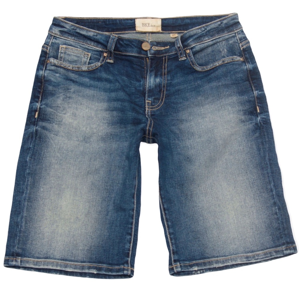 BKE Denim Harper Bermuda Shorts Stretch Jeans Distressed Size 27 Measure 29" EUC